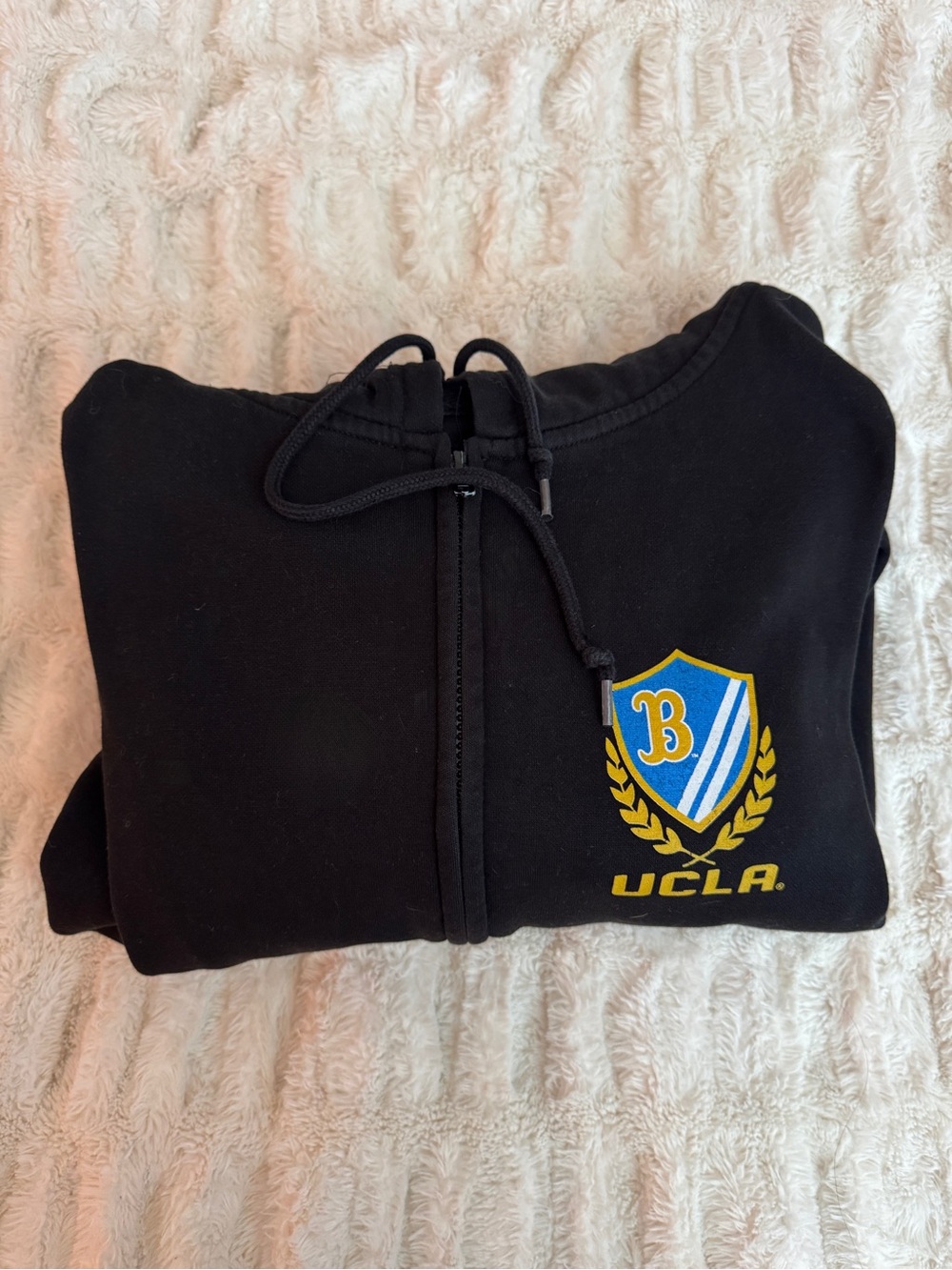 Blue 84 Black UCLA Zip Hoodie with Blue and Gold Crest